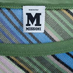 Pre Owned M Missoni Multicolor Stripe Drop Waist Knit Dress S