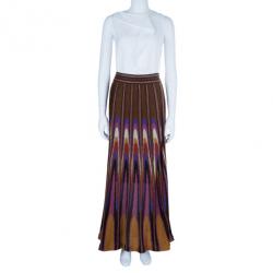 Pre Owned M Missoni Multicolor Metallic Crochet Knit Maxi Skirt M