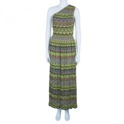 Pre Owned M Missoni Green Patterned One-Shoulder M