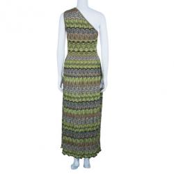 Pre Owned M Missoni Green Patterned One-Shoulder M