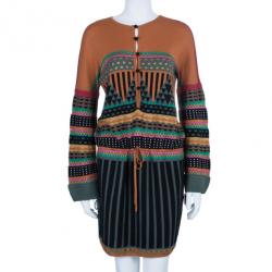 Pre Owned فستان إم ميزوني منقوش أزرار أمامية M