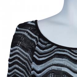 Pre Owned M Missoni Monochrome Wave Knit Long Top L