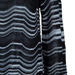 Pre Owned M Missoni Monochrome Wave Knit Long Top L
