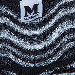 Pre Owned M Missoni Monochrome Wave Knit Long Top L
