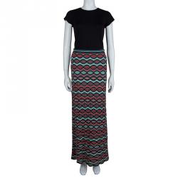 Pre Owned M Missoni Wave Knit Maxi Skirt M