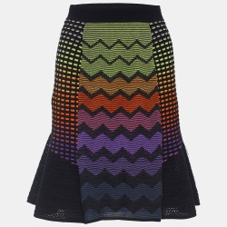 Pre Owned M Missoni Multicolor Cotton Blend Knit Flared Skirt M