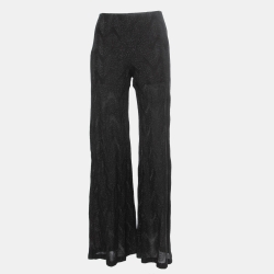 Pre Owned M Missoni Black Lurex Knit Wide Leg Pants S