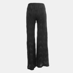 Pre Owned M Missoni Black Lurex Knit Wide Leg Pants S
