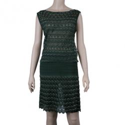 Pre Owned فستان إم ميزوني منسوج خصر واطي أخضر M