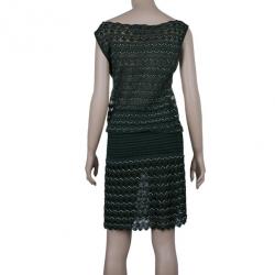 Pre Owned فستان إم ميزوني منسوج خصر واطي أخضر M