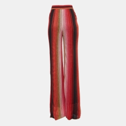 Pre Owned M Missoni Multicolor Striped Lurex Knit Palazzo Pants S