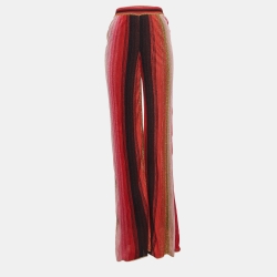Pre Owned M Missoni Multicolor Striped Lurex Knit Palazzo Pants S