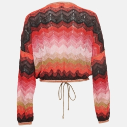 Pre Owned M Missoni Pink Lurex Knit Cropped Cardigan M