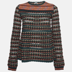 Multicolor Patterned Knit Long Sleeve Top