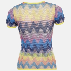 مملوكة مسبقًا M Missoni Multicolor Chevron Patterned Knit T-Shirt M