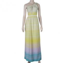 Pre Owned M Missoni One Shoulder Multicolor Knit Dress M