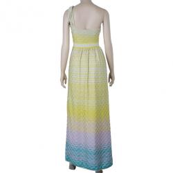 Pre Owned M Missoni One Shoulder Multicolor Knit Dress M