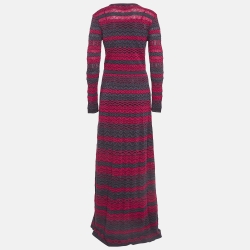 مملوكة مسبقًا M Missoni Pink and Grey Patterned Knit Maxi Dress M