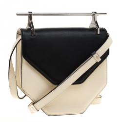 Pre Owned M2Malletier Off-white/Black Leather Amor Fati Crossbody Bag