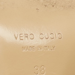 Pre Owned Mach & Mach Blue/White Iridescent PVC Crystal Embellished Double Bow Mules Size 38