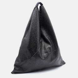 Pre Owned Maison Martin Margiela Dark Grey Patent Leather Hobo