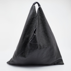 Pre Owned Maison Martin Margiela Dark Grey Patent Leather Hobo