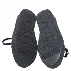 Pre Owned MM6 Maison Margiela Pink Glitter Fabric Bead Embellished Platform Low Top Sneakers Size 38