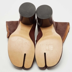 Pre Owned Maison Martin Margiela Brown Leather Tabi Ankle Boots Size 39.5