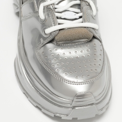 Pre Owned Maison Martin Margiela Silver PVC Lace Up Sneakers Size 38