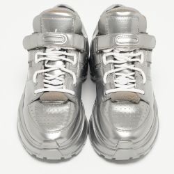 Pre Owned Maison Martin Margiela Silver PVC Lace Up Sneakers Size 38