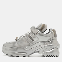 Silver Pvc Up Sneakers