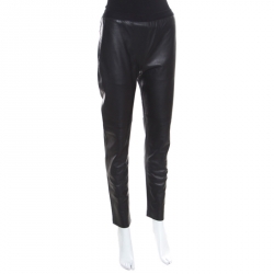 Pre Owned Maison Martin Margiela Black Lambskin Leather Leggings S