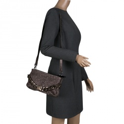 Pre Owned Maison Martin Margiela Gun Metal Textured Leather Shoulder Bag