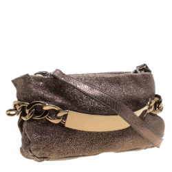 Pre Owned Maison Martin Margiela Gun Metal Textured Leather Shoulder Bag