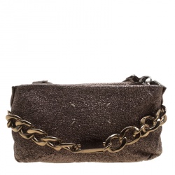 Pre Owned Maison Martin Margiela Gun Metal Textured Leather Shoulder Bag