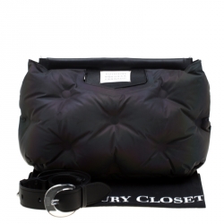 Pre Owned Maison Martin Margiela Black Metallic Nylon Pillow Glam Clutch Bag