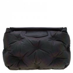 Pre Owned Maison Martin Margiela Black Metallic Nylon Pillow Glam Clutch Bag