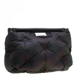 Pre Owned Maison Martin Margiela Black Metallic Nylon Pillow Glam Clutch Bag