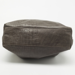 Pre Owned Maison Martin Margiela Grey Croc Embossed Leather Shoulder Bag