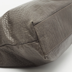 Pre Owned Maison Martin Margiela Grey Croc Embossed Leather Shoulder Bag