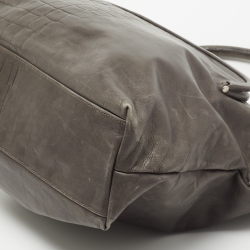 Pre Owned Maison Martin Margiela Grey Croc Embossed Leather Shoulder Bag