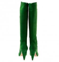Pre Owned Maison Martin Margiela Parakeet Green Textured Suede Knee Length Cone Heel Boots Size 38