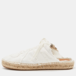 White Canvas Backless Espadrille Sneakers