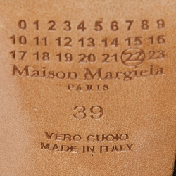 Pre Owned Maison Martin Margiela Black Leather Thong Ankle Cuff Block Heel Sandals Size 39