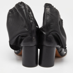 Pre Owned Maison Martin Margiela Black Leather Thong Ankle Cuff Block Heel Sandals Size 39