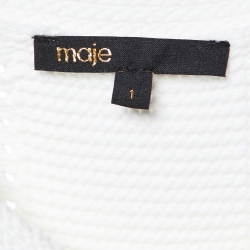 Maje White Cotton Knit Button Front Cropped Cardigan S