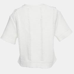 Maje White Cotton Knit Button Front Cropped Cardigan S