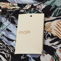 Maje Multicolor Printed Smocked V Neck Top XL