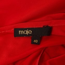 Maje Red Monogram Print Crepe Midi Dress L