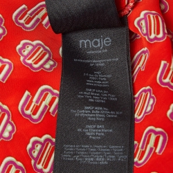 Maje Red Monogram Print Crepe Midi Dress L